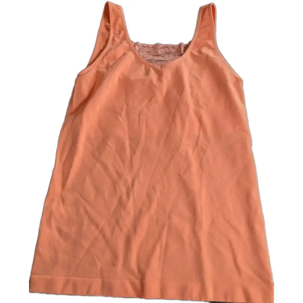 Rhonda Shear Women's Tangerine Lace Cami Shapewear Tank Top Shirt Size Large EUC